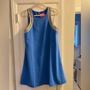 Lilly Pulitzer Blue Dress with Gold Trim